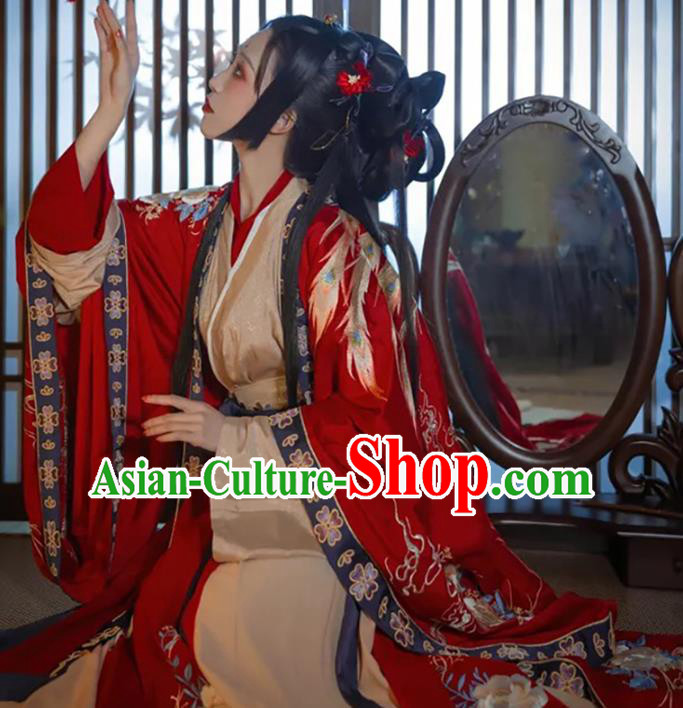China Jin Dynasty Historical Clothing Traditional Wedding Embroidered Hanfu Dress Ancient Imperial Consort Costumes Full Set