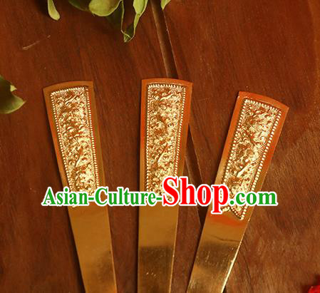China Ancient Song Dynasty Empress Hairpin Traditional Palace Hair Jewelry Handmade Court Golden Hair Stick