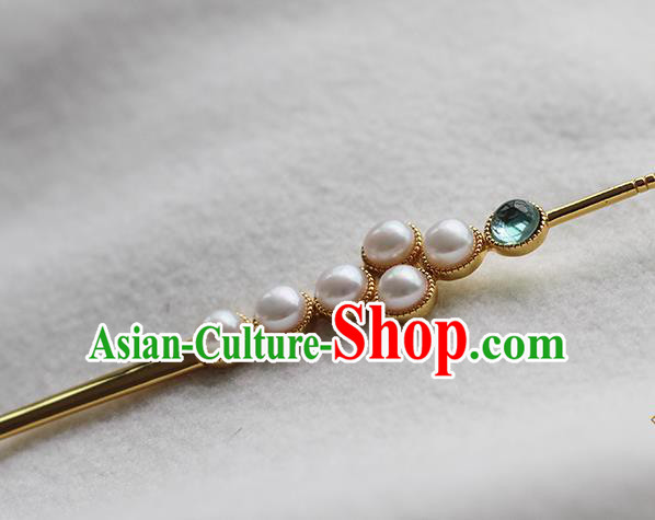 China Traditional Palace Hair Jewelry Handmade Court Empress Hairpin Ancient Ming Dynasty Pearls Hair Stick