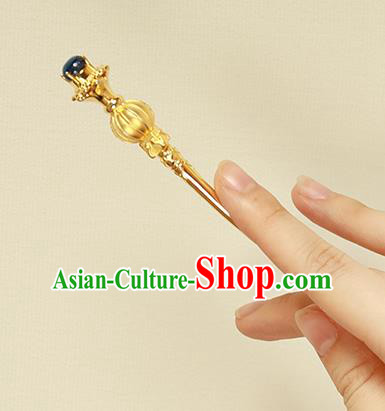 China Handmade Court Golden Vase Hairpin Traditional Palace Hair Jewelry Ancient Ming Dynasty Empress Hair Stick