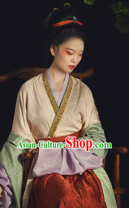 China Ancient Imperial Consort Hanfu Dress Traditional Song Dynasty Noble Countess Historical Clothing Complete Set