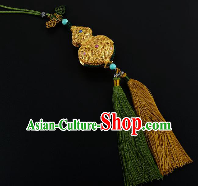 Chinese Traditional Hanfu Waist Accessories Ancient Swordsman Golden Gourd Sachet Pendant