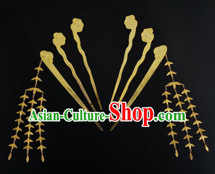 China Traditional Tang Dynasty Hair Sticks Handmade Palace Hair Jewelry Ancient Empress Hairpins Complete Set