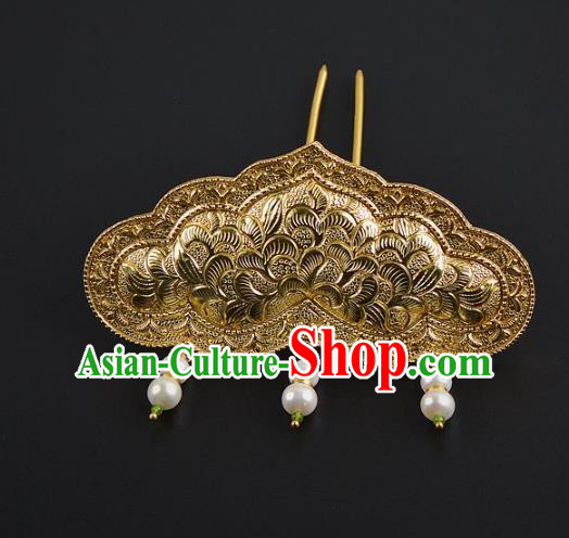 China Ancient Empress Hairpin Traditional Tang Dynasty Tassel Hair Stick Handmade Palace Hair Jewelry