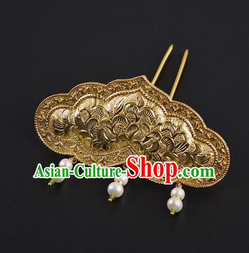 China Ancient Empress Hairpin Traditional Tang Dynasty Tassel Hair Stick Handmade Palace Hair Jewelry