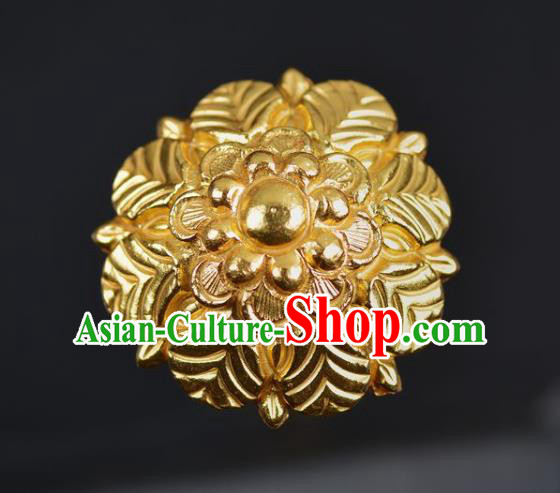 China Traditional Tang Dynasty Golden Hair Stick Ancient Princess Hairpin Handmade Hair Jewelry