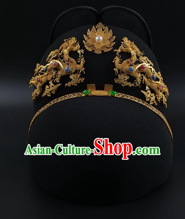 Chinese Traditional Hair Accessories Court Crown Prince Headwear Ancient Ming Dynasty Emperor Hat