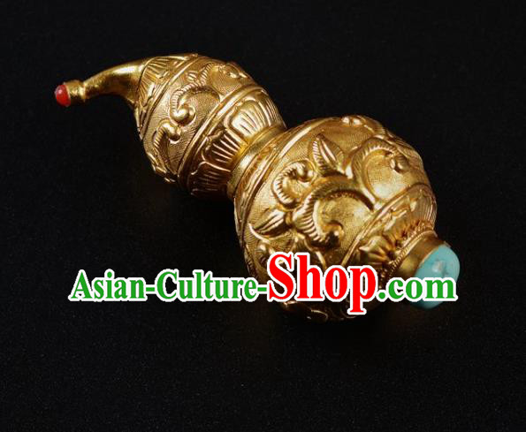 Chinese Traditional Hanfu Pendant Accessories Ancient Ming Dynasty Emperor Golden Gourd Decoration