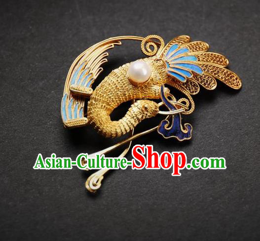 Handmade Chinese Ancient Empress Cloisonne Phoenix Brooch Jewelry Traditional Qing Dynasty Court Breastpin Accessories