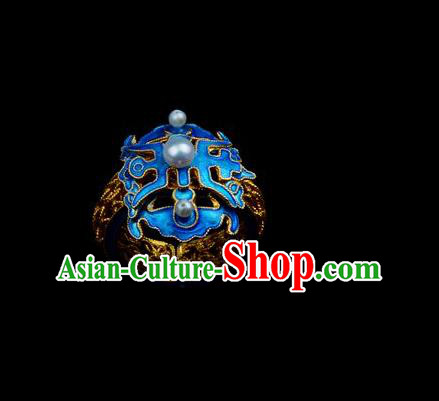 Handmade Chinese Traditional Qing Dynasty Accessories Ancient Empress Cloisonne Ring Jewelry