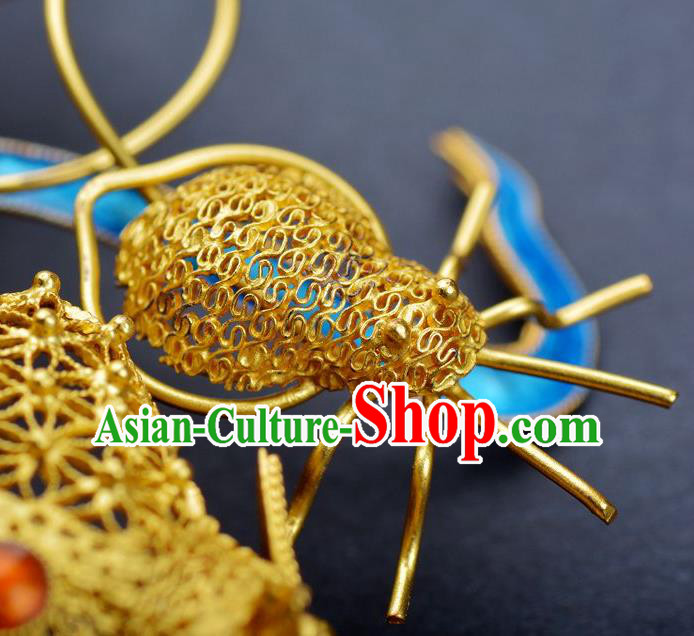 Traditional China Qing Dynasty Palace Hair Stick Handmade Hair Ornament Ancient Empress Blueing Orchid Hairpin