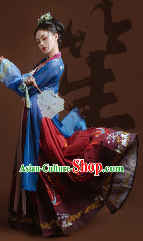 China Traditional Hanfu Dress Ancient Noble Female Costumes Song Dynasty Young Mistress Clothing