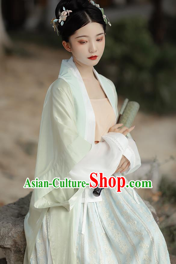 China Ancient Noble Lady Hanfu Dress Costumes Traditional Song Dynasty Young Beauty Historical Clothing