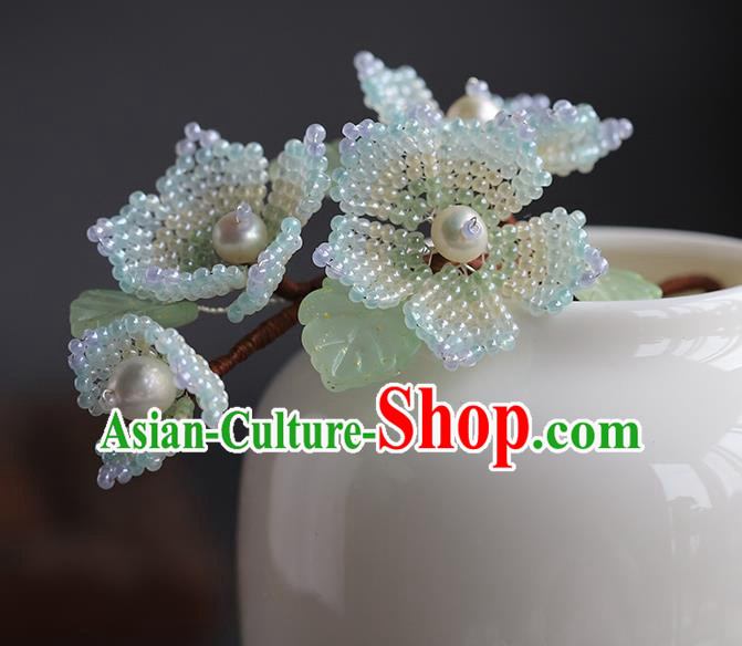 Chinese Ancient Princess Beads Pear Blossom Hair Stick Traditional Hanfu Hairpin Hair Accessories