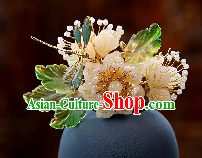 Chinese Traditional Hanfu Dragonfly Flower Hair Comb Wedding Hair Accessories Ancient Bride Hairpin