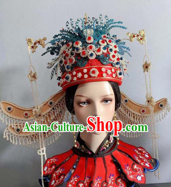 China Traditional Drama Hair Accessories Ancient Ming Dynasty Empress Phoenix Coronet Tassel Hairpins Full Set