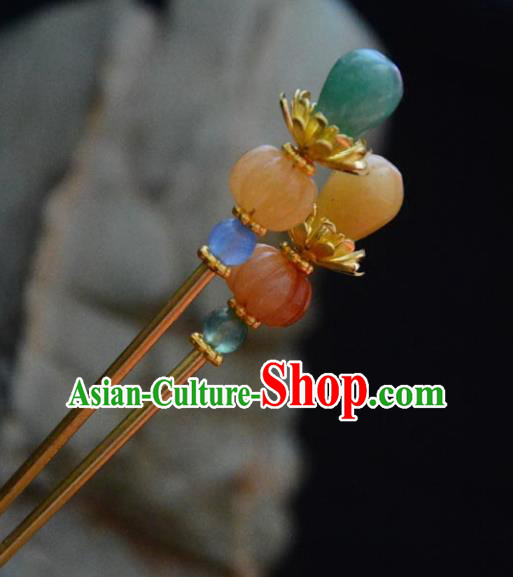 Chinese Ancient Qing Dynasty Jade Hair Stick Traditional Hanfu Hairpin Hair Accessories