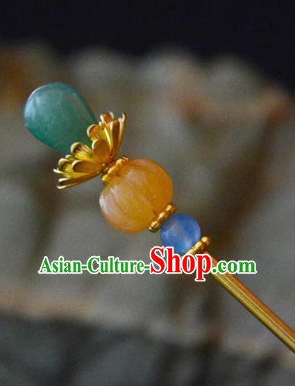 Chinese Ancient Qing Dynasty Jade Hair Stick Traditional Hanfu Hairpin Hair Accessories