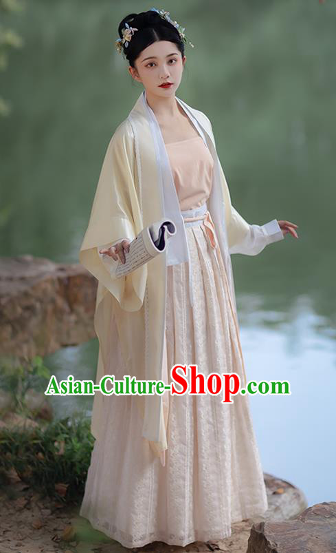 China Ancient Hanfu Dress Young Beauty Costumes Traditional Song Dynasty Historical Clothing