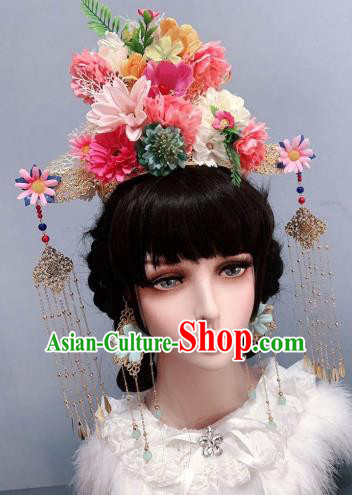 Top Stage Show Chaplet Hair Ornament Handmade Flowers Royal Crown Wedding Princess Hair Accessories