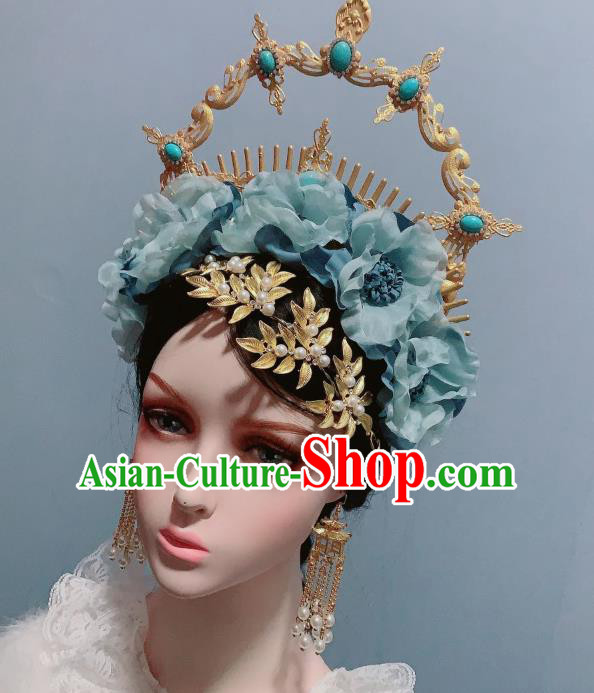 Handmade Baroque Wedding Hair Accessories Cosplay Goddess Headwear Europe Queen Golden Aureole Royal Crown