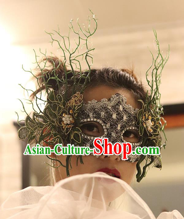 Top Green Branch Blinder Halloween Cosplay Princess Mask Stage Performance Face Accessories Fancy Ball Decorations