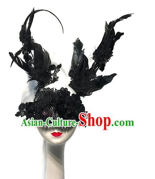 Top Fancy Ball Decorations Lace Blinder Halloween Cosplay Flowers Mask Stage Performance Black Feather Face Accessories