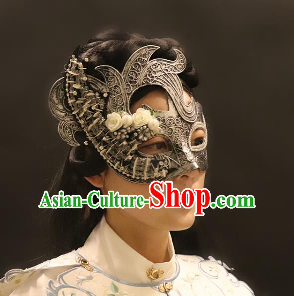 Top Grade Fancy Ball Cosplay Swordsman Face Mask Halloween Stage Performance Accessories