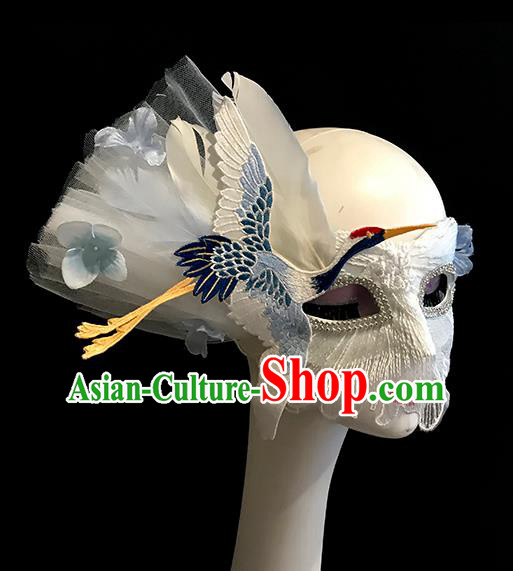 Top Fancy Ball Decorations Halloween Cosplay Mask Embroidered Crane Blinder Stage Performance Face Accessories