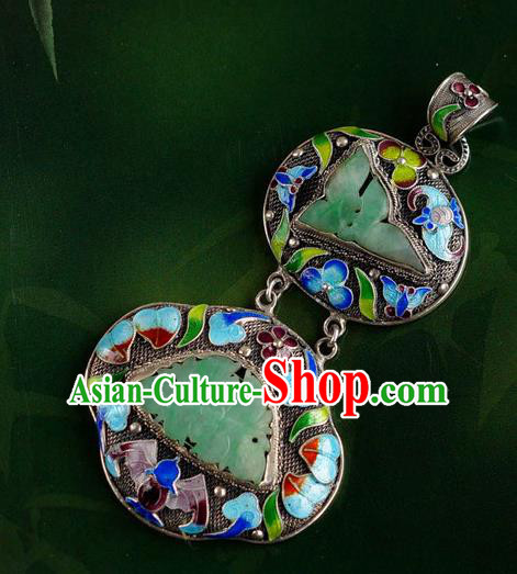 China Traditional National Jade Jewelry Accessories Handmade Cloisonne Bat Necklace Pendant