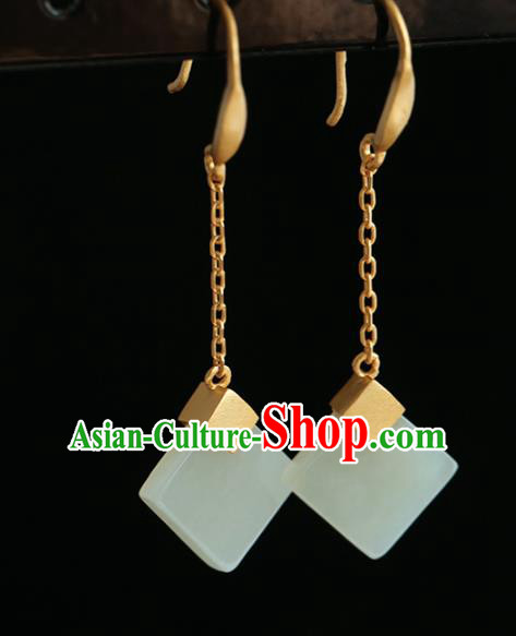 Handmade Chinese Jade Ear Accessories Traditional Cheongsam Earrings Jewelry