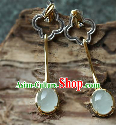 Handmade Chinese Classical Cheongsam Earrings Chalcedony Eardrop Accessories Traditional Spar Ear Jewelry