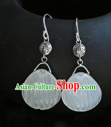 Handmade Chinese Traditional Quartz Ear Jewelry Eardrop Accessories Classical Cheongsam Silver Earrings