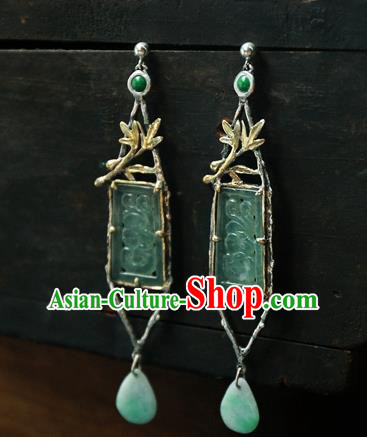 China National Cheongsam Earrings Traditional Wedding Jewelry Handmade Ear Accessories Jade Products