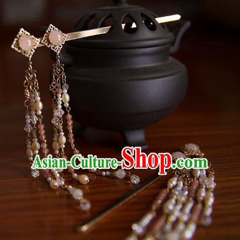 China Tang Dynasty Palace Tassel Hair Stick Traditional Hanfu Hair Accessories Ancient Imperial Consort Hairpin