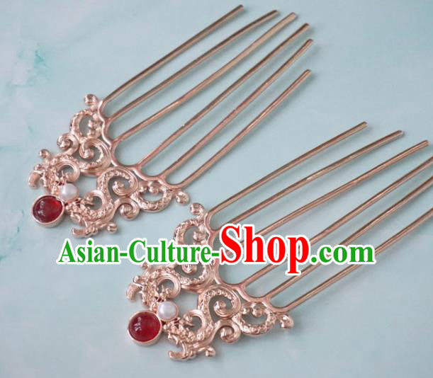 China Tang Dynasty Palace Lady Hair Combs Traditional Hanfu Hair Accessories Ancient Noble Woman Hairpins