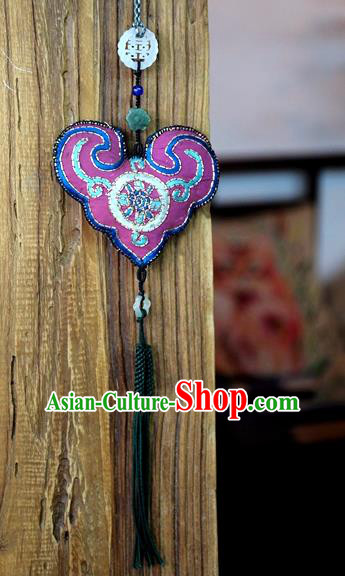 Traditional Embroidered Waist Accessories China National Tassel Jade Pendant Handmade Jewelry