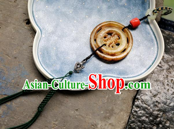 Traditional Yellow Jade Waist Accessories China Handmade Jewelry National Tassel Pendant