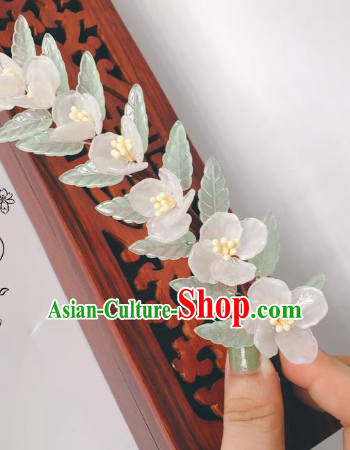 China Traditional Hanfu White Flowers Hair Comb Song Dynasty Hair Accessories Ancient Princess Hairpin