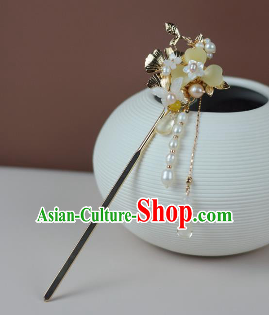 China Classical Cheongsam Shell Butterfly Hair Stick Traditional Hair Accessories Tassel Hairpin