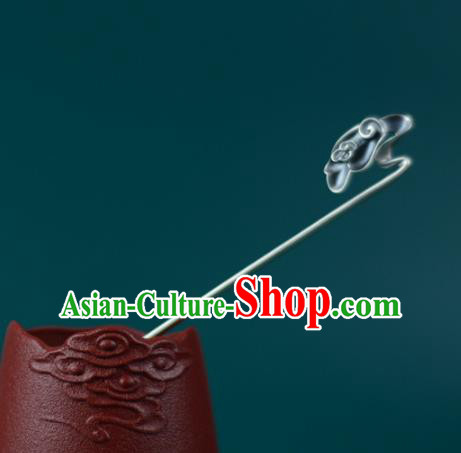 China Handmade Silver Carving Cloud Hairpin Traditional Hair Accessories Classical Cheongsam Hair Stick