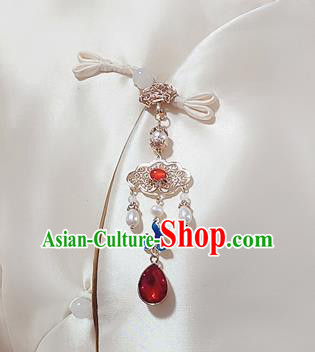 Chinese Traditional Cheongsam Jewelry Pendant Tassel Accessories Handmade Red Crystal Brooch