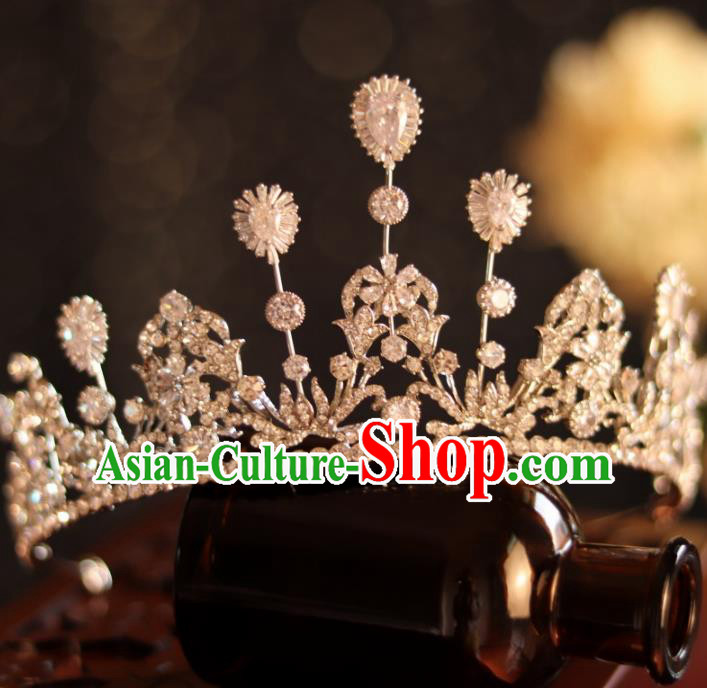 Top Bride Zircon Jewelry Ornaments Handmade Wedding Royal Crown Princess Crystal Hair Accessories