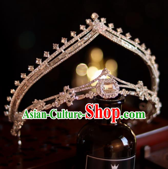 Top Wedding Zircon Royal Crown Handmade Princess Hair Accessories Bride Jewelry Ornaments