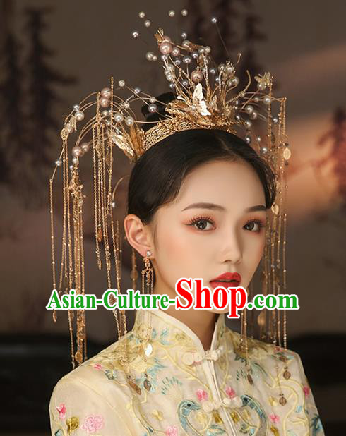 China Traditional Xiuhe Suit Hair Accessories Ancient Wedding Deluxe Phoenix Coronet