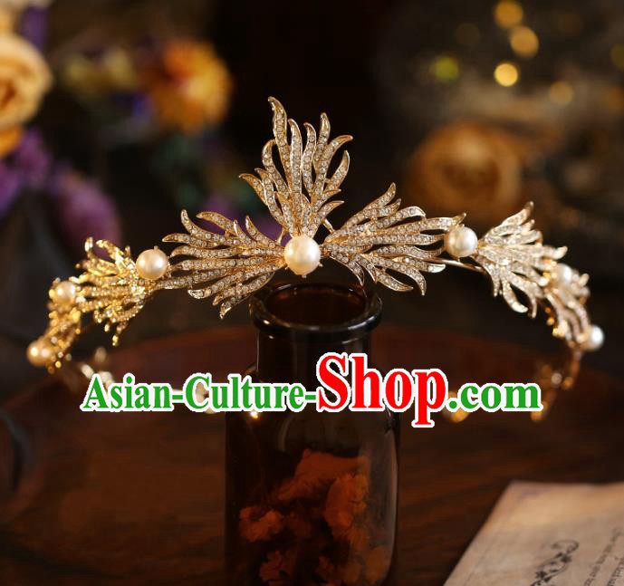 Top Grade Handmade Princess Hair Accessories Halloween Jewelry Ornaments Golden Royal Crown