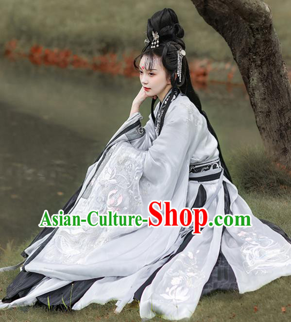 China Spring and Autumn Period Beauty Xi Shi Costume Ancient Imperial Concubine Hanfu Dress Historical Traditional Clothing