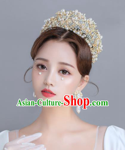 Top Grade Bride Beads Hair Accessories European Wedding Crystal Royal Crown Headwear