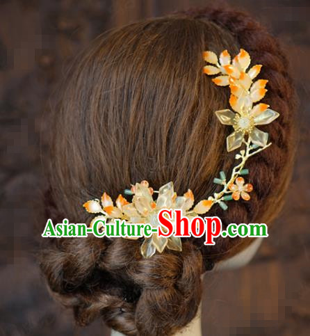 China Bride Flower Hair Stick Hair Accessories Traditional Wedding Xiuhe Suit Hair Comb