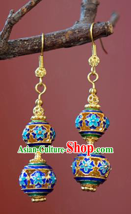 Top Grade China Qing Dynasty Bride Jewelry Accessories Ancient Court Empress Cloisonne Earrings